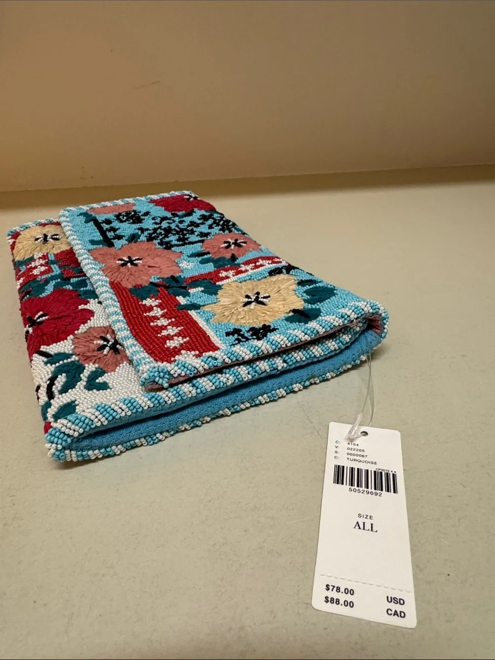 Anthropologie beaded fold-over clutch/shoulder bag, NWT